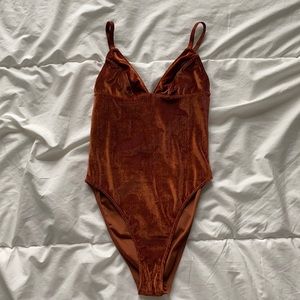 Out From Under Urban Outfitters Orange Velvet Bodysuit